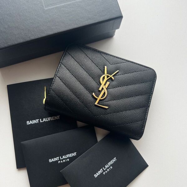 222 美品 SAINTLAURENT イヴサンローラン 2つ折り財布