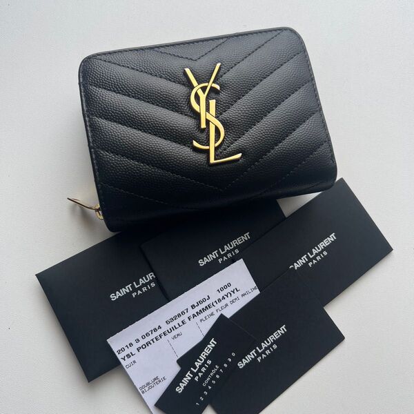 248 美品 SAINTLAURENT イヴサンローラン 2つ折り財布