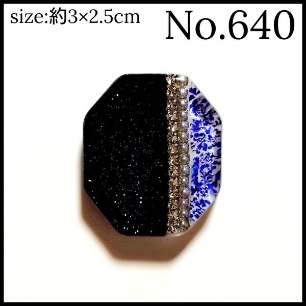No.640 ハンドメイド レジン ヘアゴム ポニーフック ペンダントトップ キーホルダー マグネット ピンバッジ 花柄