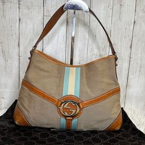 GUCCI インターロッキング トートバッグ ハンドバッグ キャンバス レザー