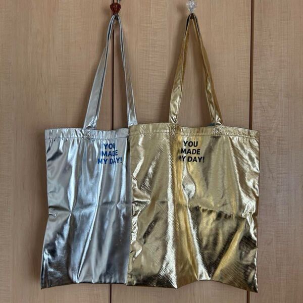 新品タグ付き しまむらrumi メタリックカラートートバッグ シルバー
