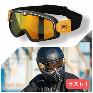 【ラスト1】100% ゴーグル イエロー ブラック サバゲー バイク 粉塵 花粉対策 防風対策 ミラー 黄色 黒 フリーサイズ