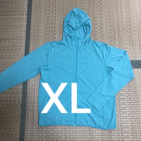 【色味注意】エメラルドグリーン ユニクロ XL パーカー フルジップ UVカットメッシュパーカ エアリズム