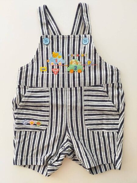ベビー服 70 オーバーオール サロペット ショートオール ベビー 男の子 デニム ミキハウス キッズ 子供服 つなぎ ネイビー