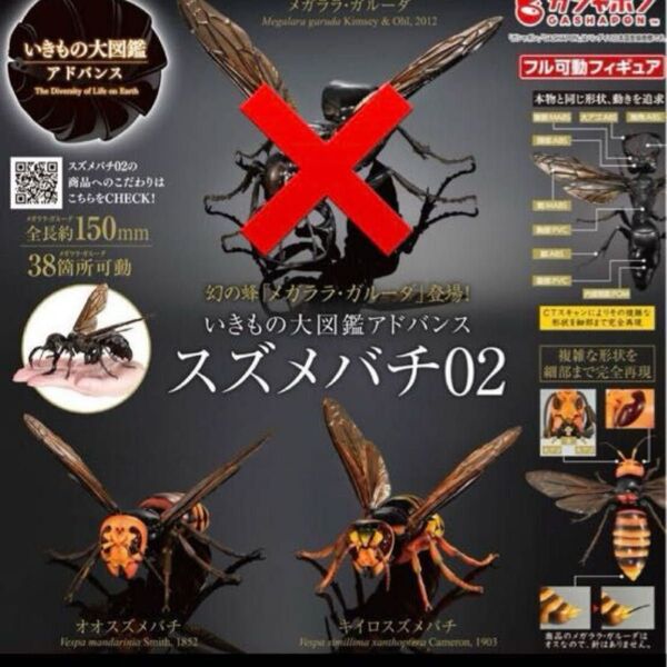 ガシャポンオンライン いきもの大図鑑アドバンス スズメバチ02 2種 フィギュア