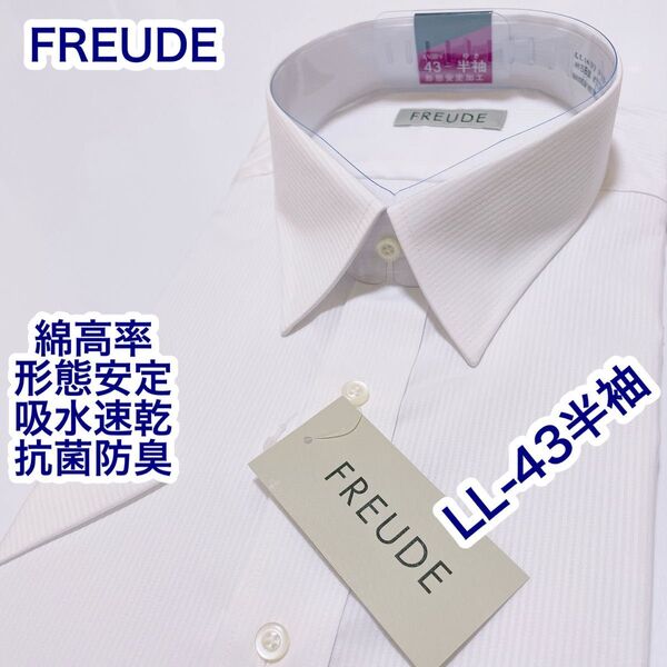 FREUDE 綿高率 形態安定 半袖ワイシャツ LL-43 吸水速乾 抗菌防臭