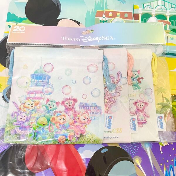 きんちゃく 3枚セット ダッフィー &フレンズ カラフルハピネス