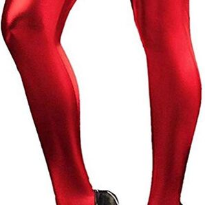 光沢メタリックレッド オーバーニーソックス