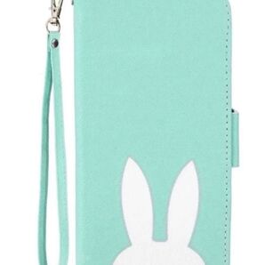 iPhone Android 他機種ケースあり 手帳型 スタンド 耐衝撃 衝撃吸収 グリーン うさぎ