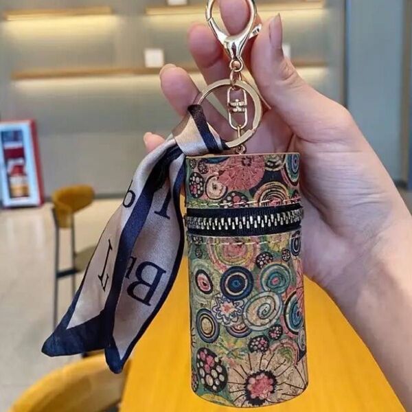 クーポン利用で399円 チャーム コスメポーチ カギポーチ コインポーチ アクセサリーポーチ イヤホンポーチ リボン 円模様 ←