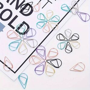 40個 クリップ ペーパークリップ 文房具 文具 書類 書類留め 書類整理 キッズ 子供 子ども こども ドロップ 雫 しずく 滴