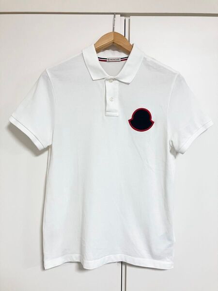 【送料無料】MONCLER/モンクレールのポロシャツ Sサイズ 白 ホワイト