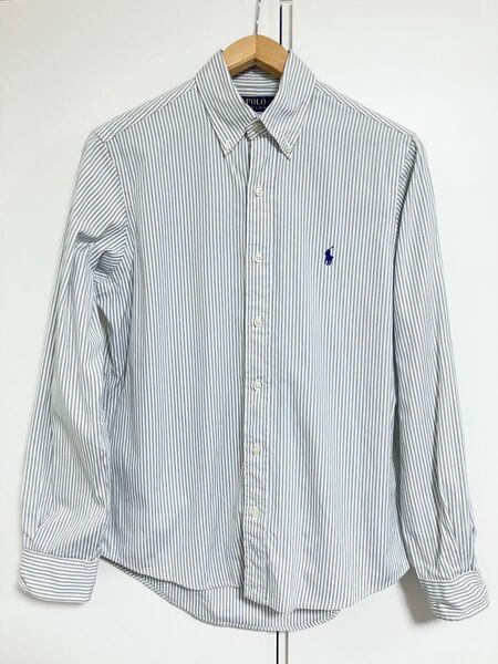 POLO RALPH LAURENポロラルフローレンのボタンダウン長袖ストライプシャツ Sサイズ 送料無料