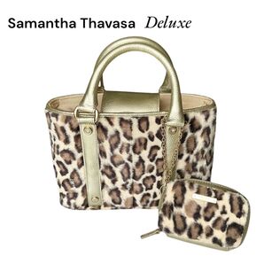美品 SamanthaThavasa Deluxe サマンサタバサ デラックス ヒョウ柄 ハンドバッグ ポーチ付き