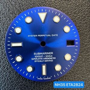 NH35 ETA2824 ST2130等 青 デイト文字盤 補修用部品 新品