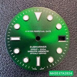 NH35 ETA2824 ST2130等 緑 デイト文字盤 補修用部品 新品