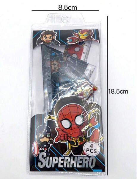 ディズニースパイダーマン 学用品 文具 小学生 三角定規 セット4pcs