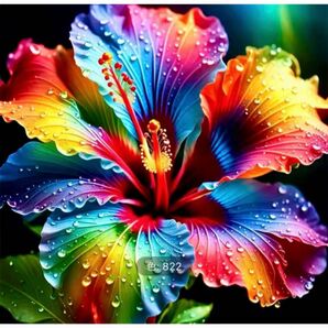 ダイヤモンドアート カラフルハイビスカス