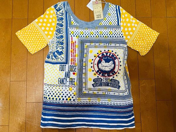 新品未使用タグ付きキューブシュガー Cube SugerフィードサックプリントドットTシャツトップス カットソー