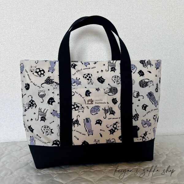 ハンドメイド ミニトートバッグ 猫柄