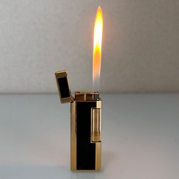 dunhill ダンヒル ローラー式 ガスライター ブラック ゴールド ヴィンテージ 着火確認済み ジャンク品