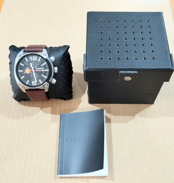 DIESEL ディーゼル メンズ腕時計 クロノグラフ DZ-4204 レザーバンド 中古美品