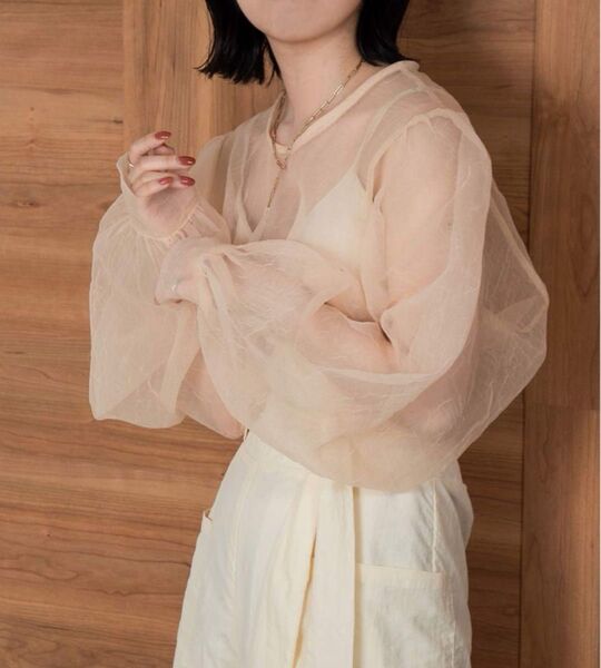 lawgy washer puff sleeve tops ラウジー ウォッシャーパフスリーブトップス シースルー