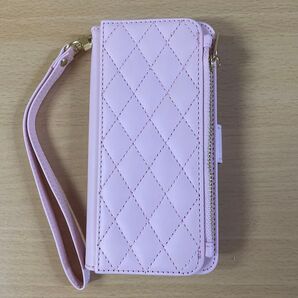 iPhone13 手帳型ケース ウォレット ピンク色 カード収納 小銭入れ ストラップ