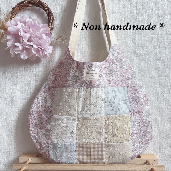 061**ハンドメイド グラニーバッグ 刺繍 パッチワーク ピンク 淡色
