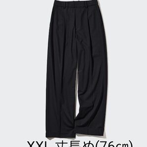 新品未着用 ユニクロ タックワイドパンツ ブラック XXL 丈長め(76㎝)