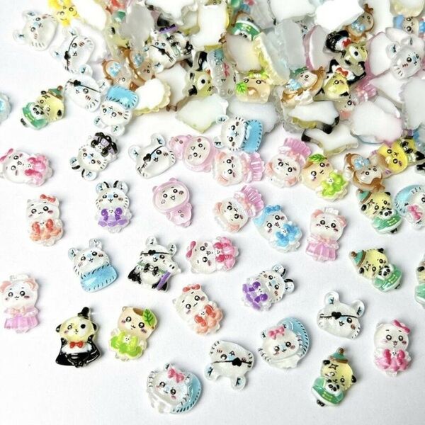ちいかわ デコレーションパーツ 100個セット ハチワレ うさぎ 栗まんじゅう ネイルパーツ デコパーツ