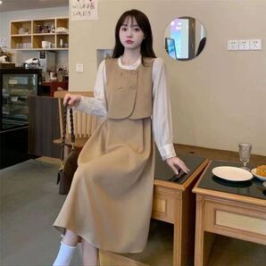 【新品】ワンピース レース ロング ワンピース ロング 長袖