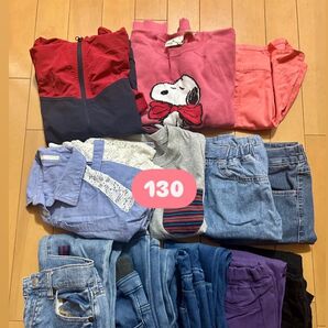 【12着セット】子ども服130 アノラックパーカー デニム ワンピース ロンT ハーフパンツ ニット