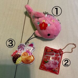 キーホルダー 3点セット 未使用 沖縄土産 おもちゃ マスコット ピンク ぬいぐるみ