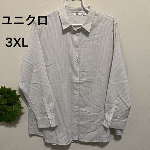 美品 ユニクロ レーヨンストライププラウス 3XL レディース 大きいサイズ