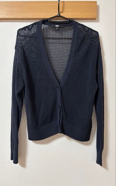 ユニクロ UNIQLO メッシュショートカーディガン レディース ネイビー Sサイズ