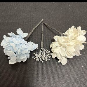 ヘアアクセサリー プリザーブドフラワー 髪飾り 結婚式 ヘアピン 卒業式 袴 浴衣 着物 ブルー 青 白