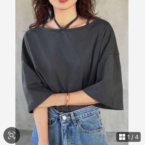 SHEIN シーイン FRIFUL レディース 半袖 Tシャツ グレー L 夏 L カットソー プルオーバー