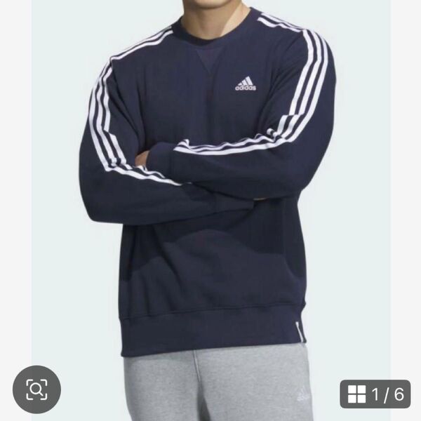未使用 adidas アディダス メンズ トレーナー スウェット XL ネイビー 春 秋 スウェット スウェットトレーナー