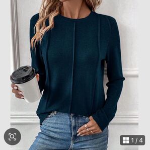 SHEIN シーイン レディース ニット セーター 薄手 春 長袖 ブルー L 長袖 長袖ニット セーター