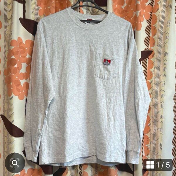 BEN DAVIS ベンデイビス メンズ 長袖Tシャツ M 長袖 春 秋 ロンT ロンT 長袖 グレー Tシャツ
