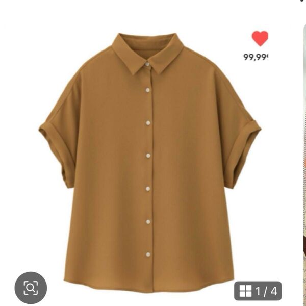 GU ジーユー レディース M 半袖シャツ エアリーシャツ ドレープシャツ 夏 半袖シャツ 半袖ブラウス M ゆったり 無地