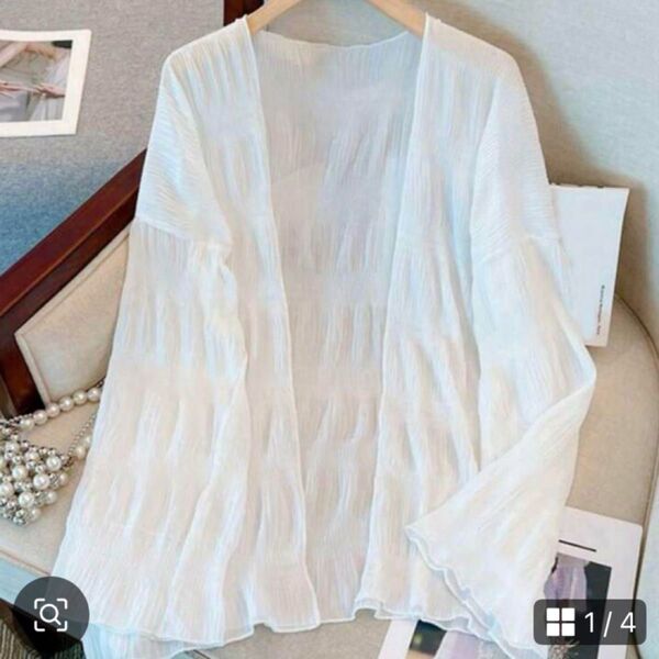 SHEIN シーイン レディース カーディガン 白 ホワイト 薄手 M 春 夏 カーディガン 長袖 トップス 白 薄手 未使用
