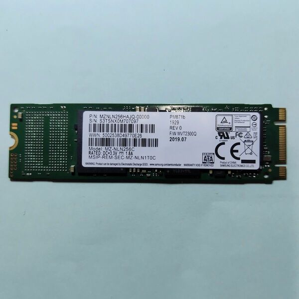 サムスン(SAMSUNG) SSD M.2 256GB 中古動作品(正常) 稼働時間:16,292H