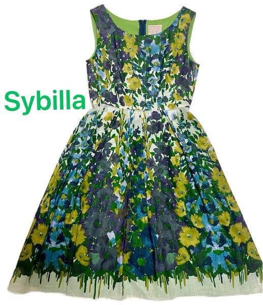Sybilla ノースリーブワンピース 花柄 マルチカラー M