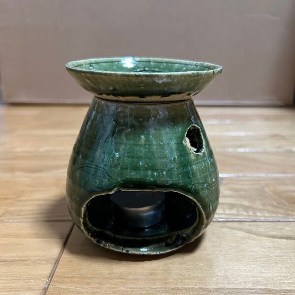 ●新品● 織部焼 茶香炉 陶器 アロマポット ロウソク付 うさぎ