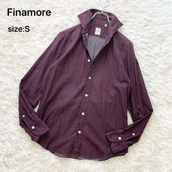 Finamore フィナモレ 長袖シャツ コットン ボルドー S