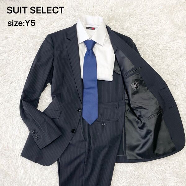 SUIT SELECT スーツセレクト セットアップスーツ ビジネススーツ ブラックストライプ Y5