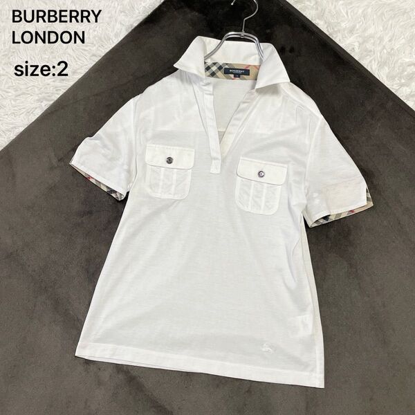 BURBERRY LONDON バーバリーロンドン スキッパーポロシャツ ホワイト ノバチェック 2