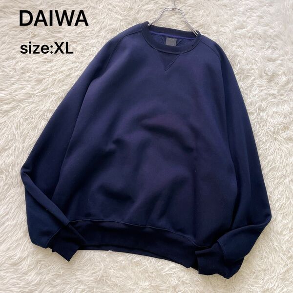 【大きいサイズXL】DAIWA ダイワ TECH FREEDOM SLEEVE スウェット ネイビー オーバーサイズ